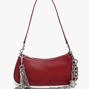 Marc Jacobs Cherry Red Shoulder Bag with Silver Accents